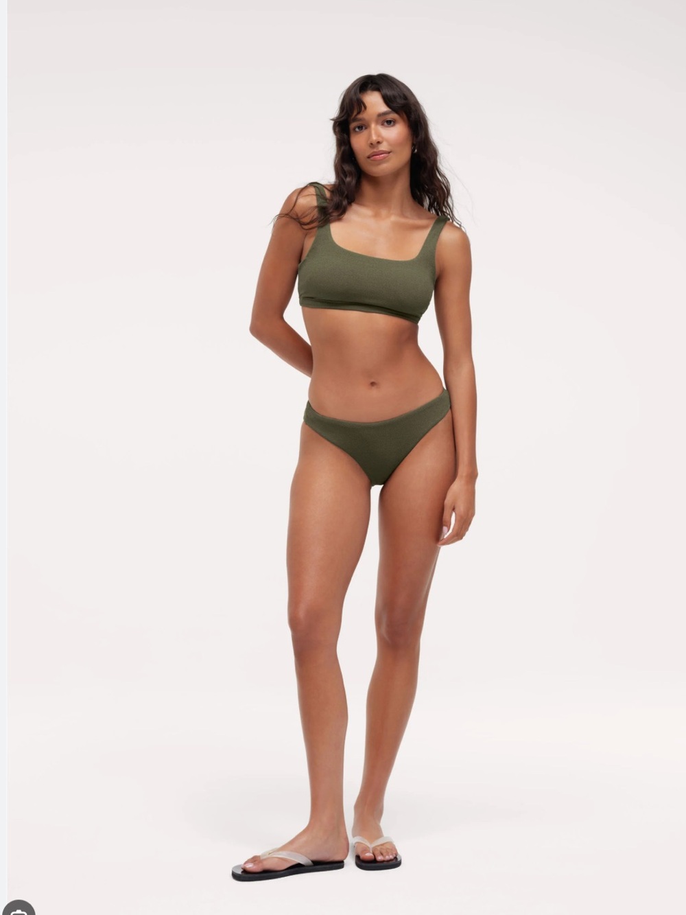 J Crew Square Neck Bikini Top with High Rise Cheeky Bottoms